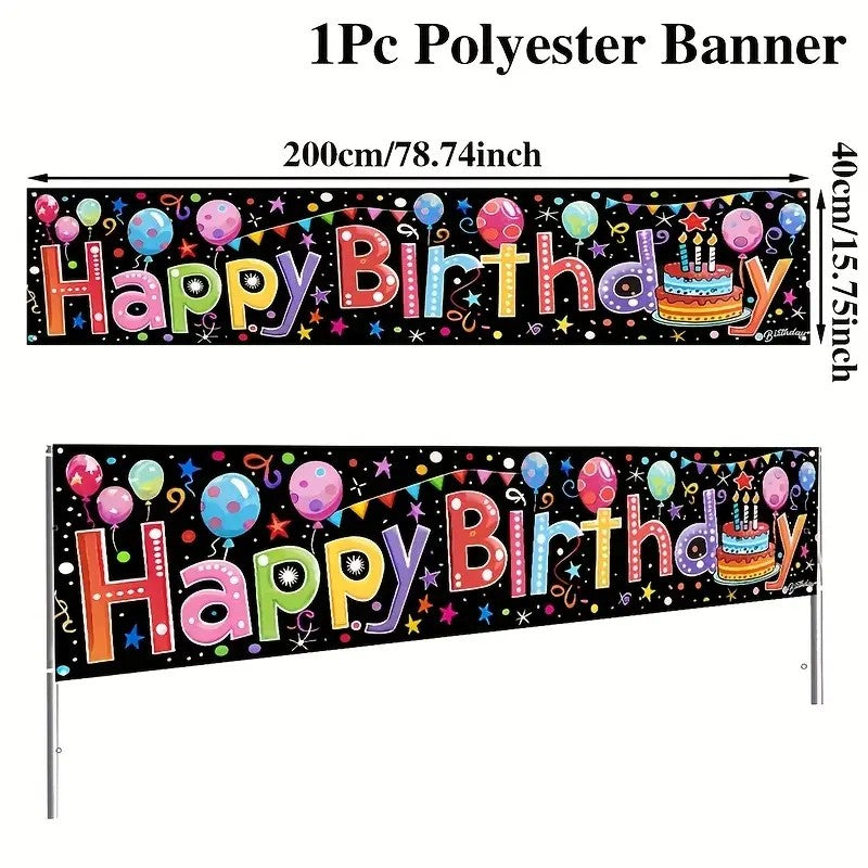 Happy Birthday Banner 200x40cm für deine Party, NEU