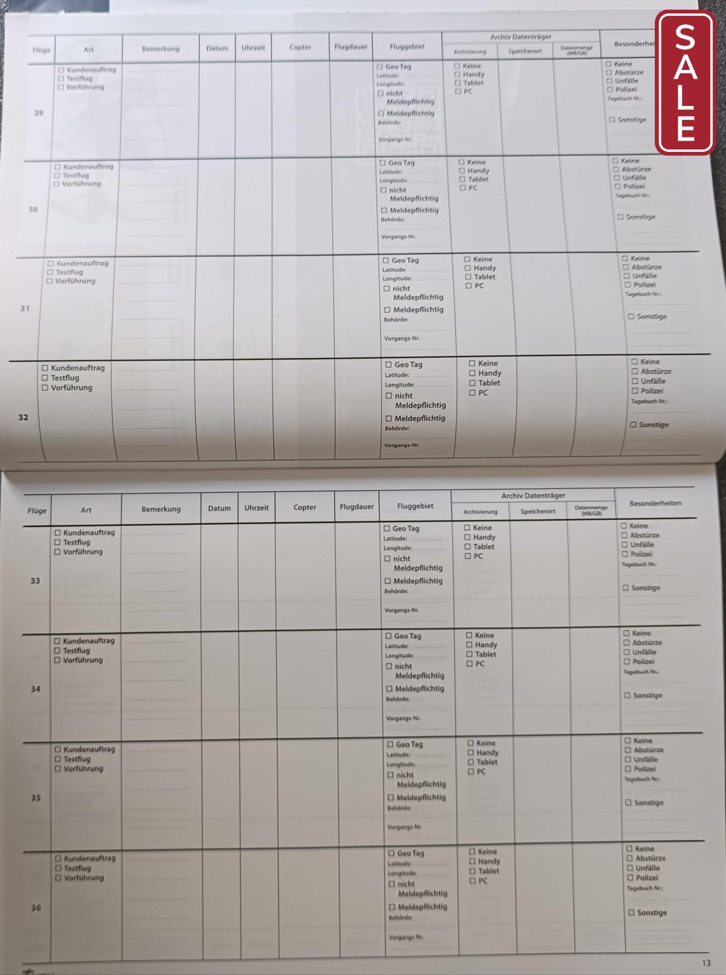 DS24 Flugnachweisheft Flugbuch für Profi & private Copterpiloten